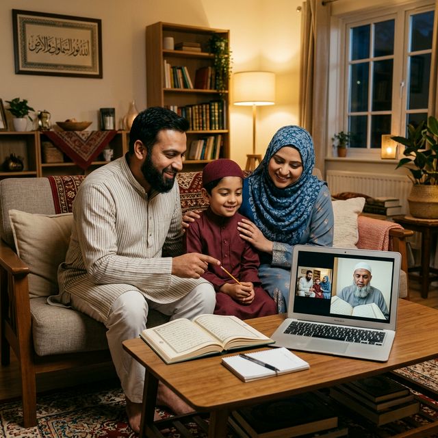 Family learning Quran online together